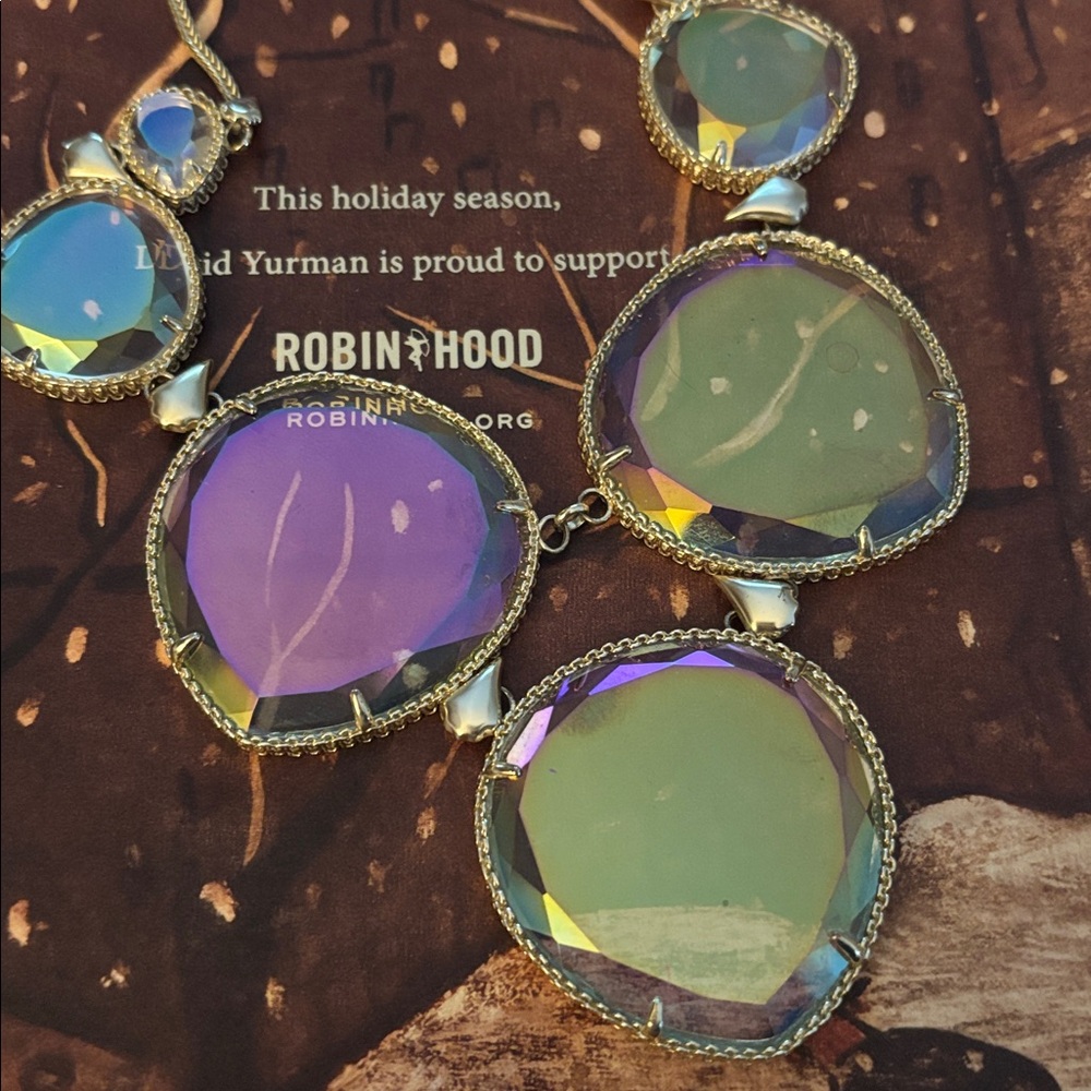 Kendra Scott Rebecca Bib Necklace Clear Iridescent & Gold